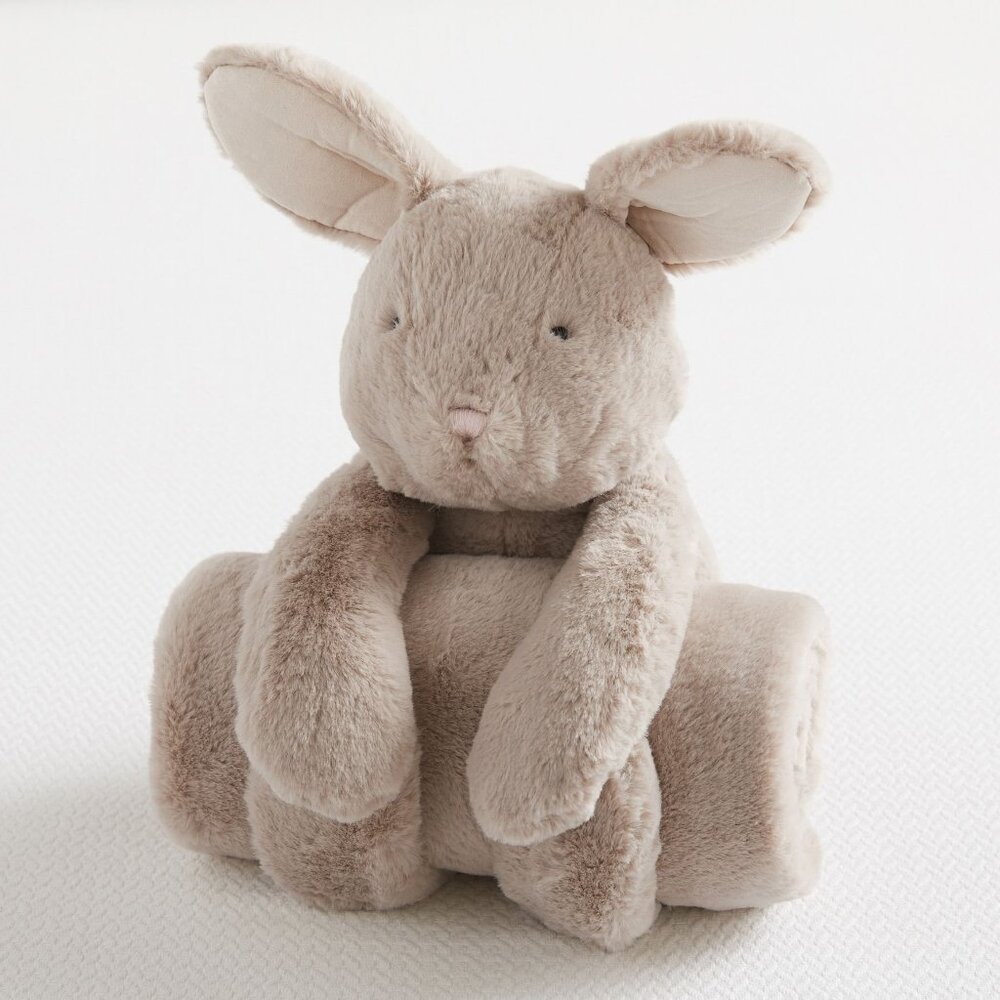 Pottery Barn Kids PBK Plush Bunny Stuffed Animal and Blanket Set